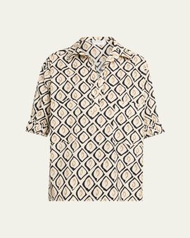 Max Mara Geometric-Print Cotton Shirt