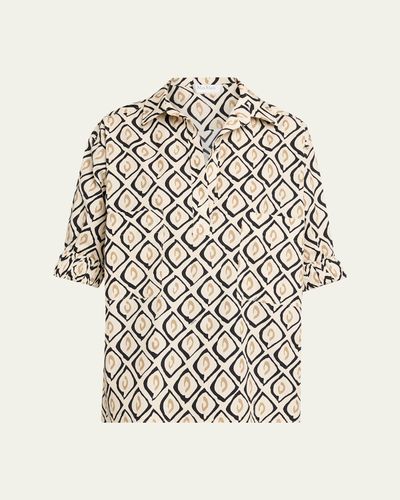 Max Mara Geometric-Print Cotton Shirt