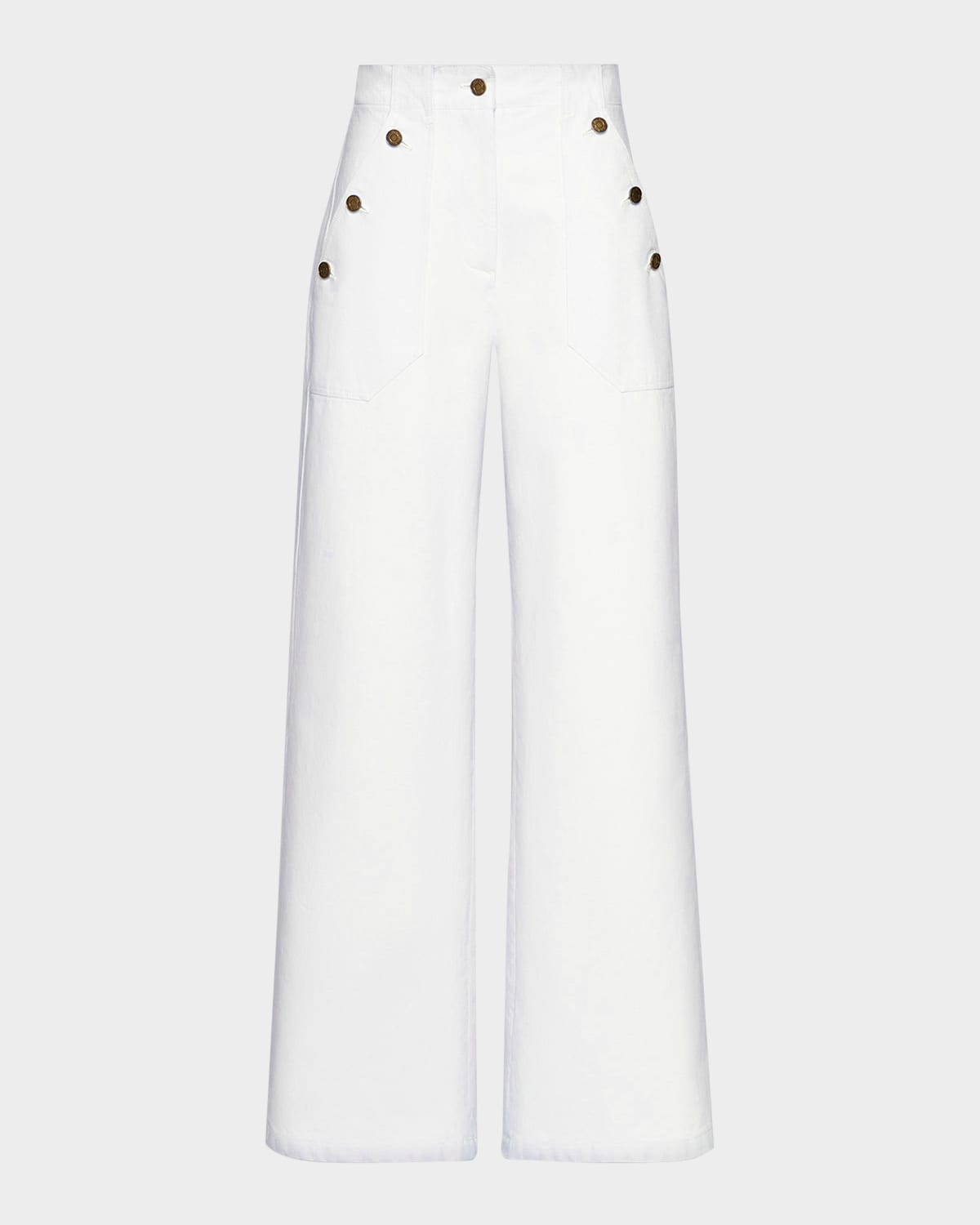 Max Mara High-Rise Cotton Twill Wide-Leg Sailor Pants
