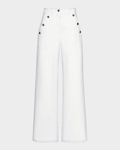 Max Mara High-Rise Cotton Twill Wide-Leg Sailor Pants