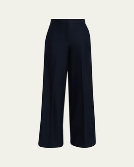 Max Mara High-Rise Wool Pique Jersey Wide-Leg Pants