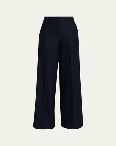 Max Mara High-Rise Wool Pique Jersey Wide-Leg Pants
