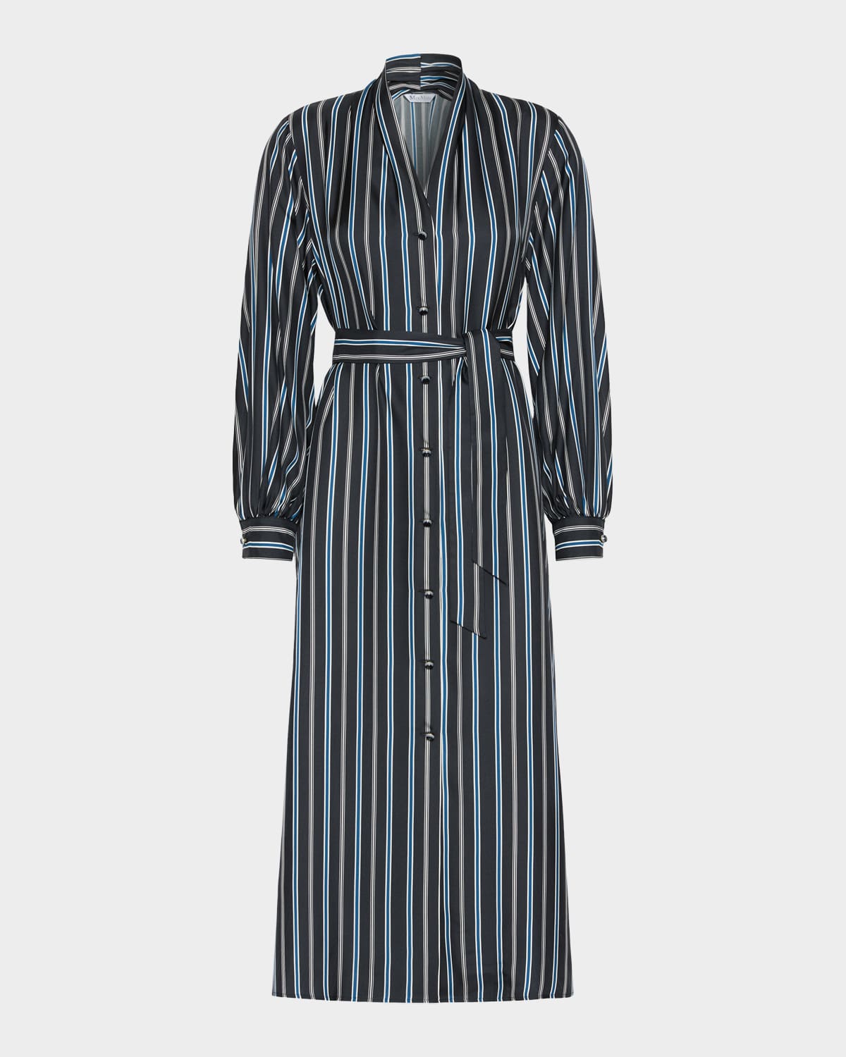 Max Mara Long-Sleeve Striped Shirtdress w/ Belt