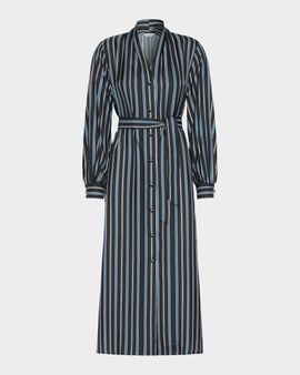 Max Mara Long-Sleeve Striped Shirtdress w/ Belt