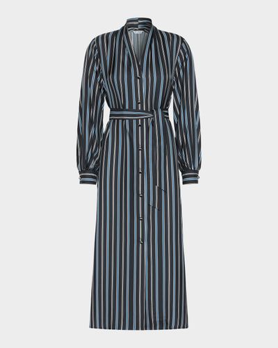 Max Mara Long-Sleeve Striped Shirtdress w/ Belt