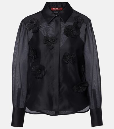 Max Mara Max Mara Agi embellished floral-appliquÃ© silk blouse