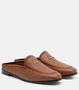 Max Mara Max Mara Amito leather-trimmed raffia mules