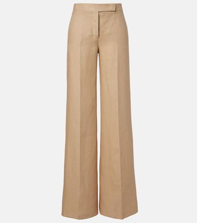 Max Mara Max Mara Big pleated linen wide-leg pants