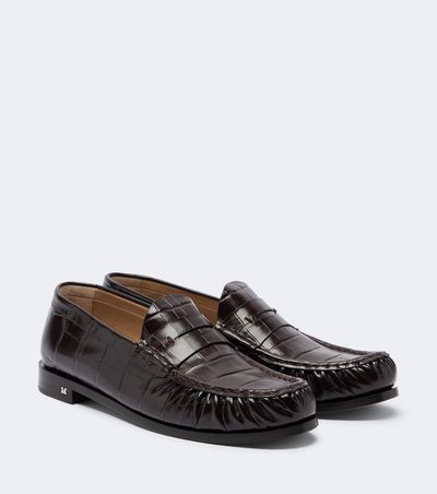 Max Mara Max Mara Croc-effect leather penny loafers