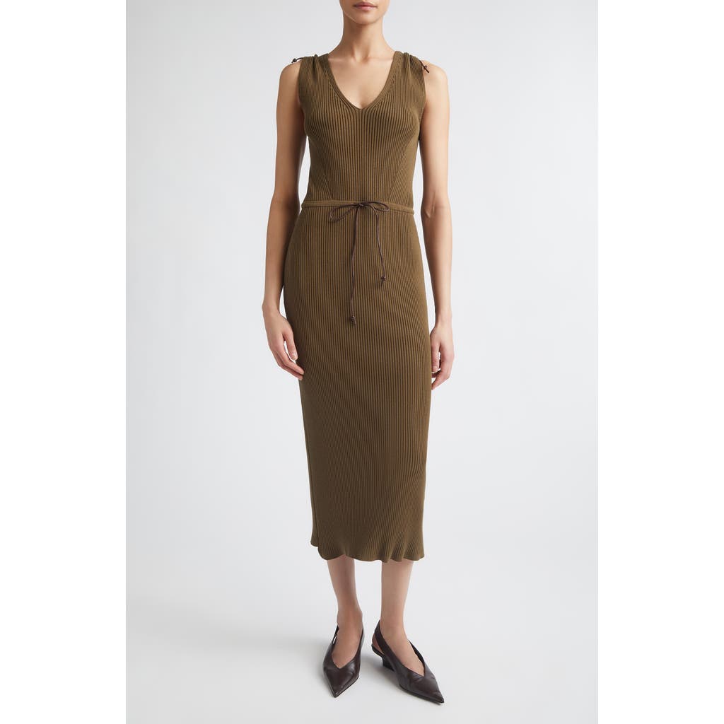 Max Mara Max Mara Drawstring Cotton Blend Rib Sweater Dress