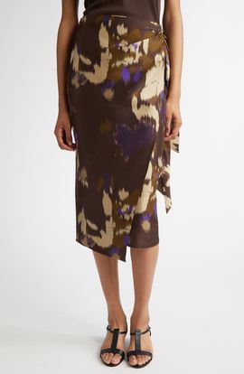 Max Mara Max Mara Dritto Floral Shantung Silk Wrap Skirt