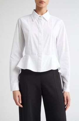 Max Mara Max Mara Gamma Stretch Cotton Peplum Shirt