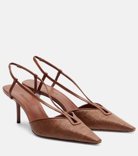 Max Mara Max Mara Gitano leather-trimmed slingback pumps