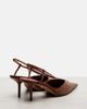 Max Mara Max Mara Gitano leather-trimmed slingback pumps - 3