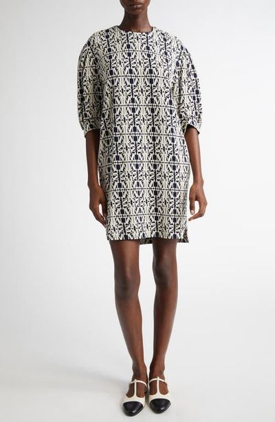 Max Mara Max Mara Gustavo Monogram Puff Sleeve Cotton Piqué Dress