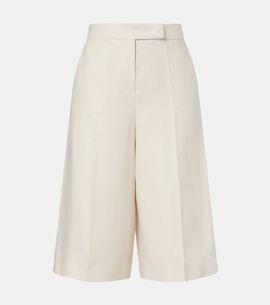 Max Mara Max Mara Kaki linen wide-leg Bermuda shorts