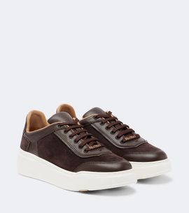 Max Mara Max Mara Leather-trimmed suede platform sneakers
