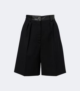 Max Mara Max Mara Leather-trimmed wool-blend shorts
