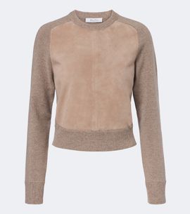 Max Mara Max Mara Leather-trimmed wool and cashmere sweater