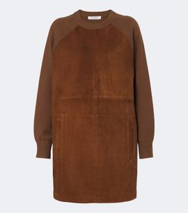 Max Mara Max Mara Leather-trimmed wool and cashmere sweater dress
