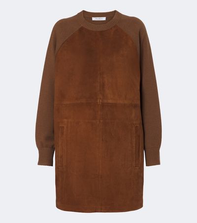 Max Mara Max Mara Leather-trimmed wool and cashmere sweater dress
