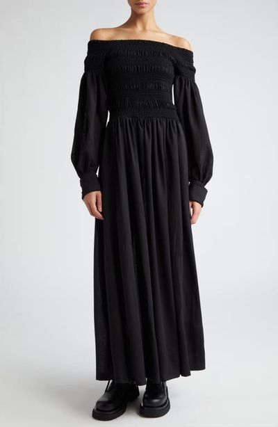 Max Mara Max Mara Manu Off the Shoulder Long Sleeve Virgin Wool Maxi Dress