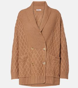 Max Mara Max Mara Mirca waffle-knit camel hair cardigan