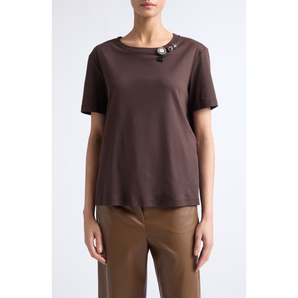 Max Mara Max Mara Mitico Embellished Cotton & Modal T-Shirt