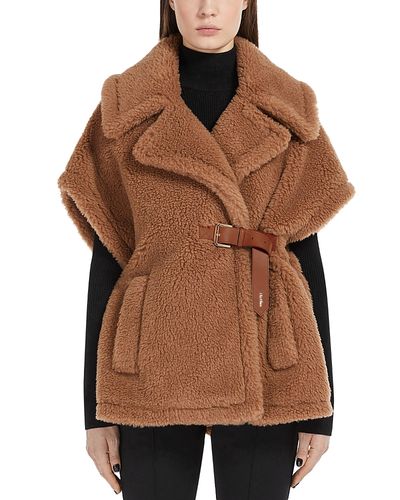 Max Mara Max Mara Newabavo Wool & Silk Teddy Poncho