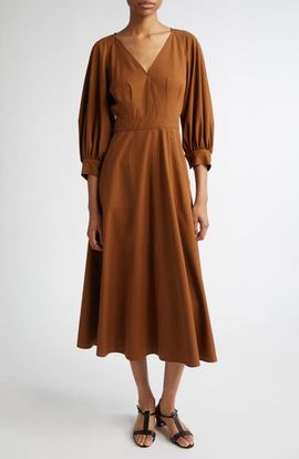 Max Mara Max Mara Pedaggi Cotton Poplin Fit & Flare Dress
