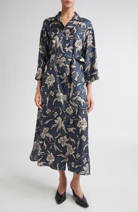 Max Mara Max Mara Peonia Print Silk Twill Shirtdress
