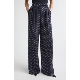 Max Mara Max Mara Pleated Dot Jacquard Knit Wide Leg Pants