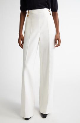Max Mara Max Mara Polonia Wide Leg Stretch Virgin Wool Canvas Pants