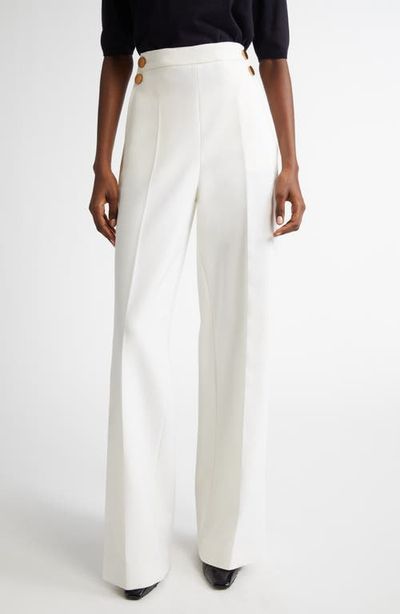 Max Mara Max Mara Polonia Wide Leg Stretch Virgin Wool Canvas Pants