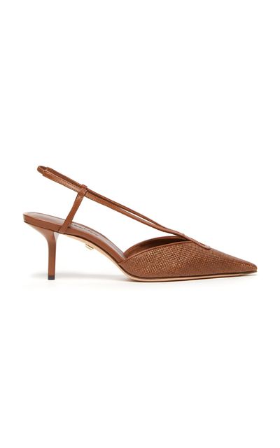 Max Mara Max Mara RaffiaEffect Canvas Slingback Pump
