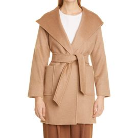Max Mara Max Mara Rialto Hooded Camel Hair Wrap Coat 