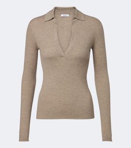 Max Mara Max Mara Ribbed-knit cashmere polo sweater