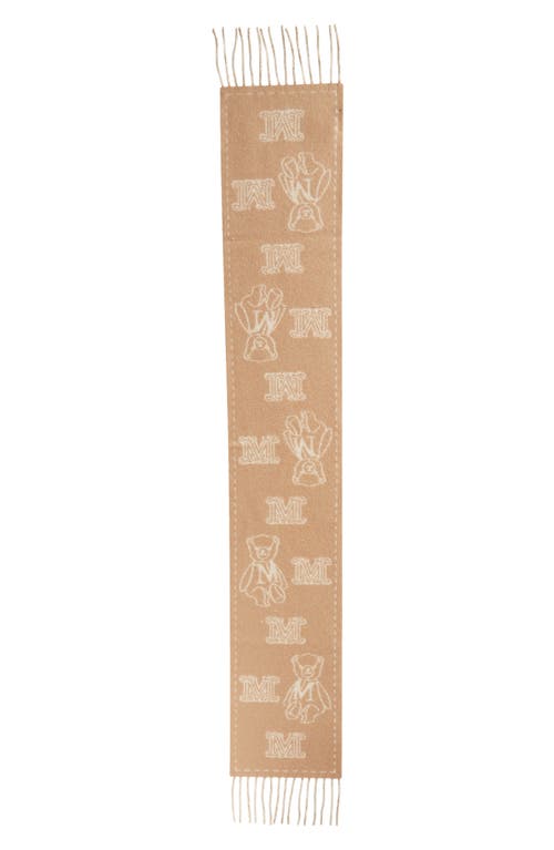 Max Mara Max Mara Sanima Bear Monogram Cashmere Fringe Scarf