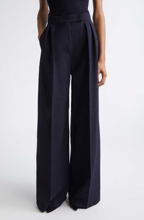 Max Mara Max Mara Secolo Pleated Wool Blend Seersucker Pants