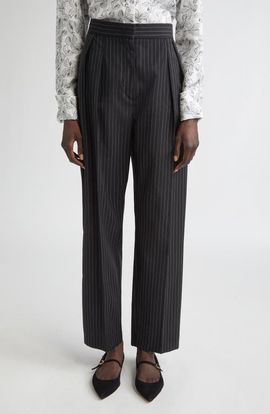 Max Mara Max Mara Sesamo Pinstripe Wool Straight Leg Pants