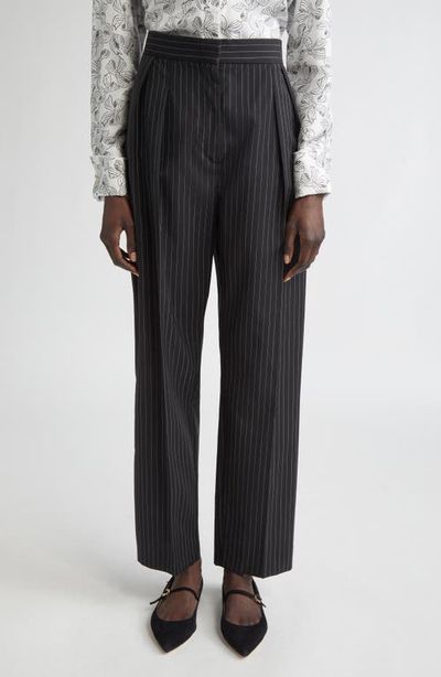 Max Mara Max Mara Sesamo Pinstripe Wool Straight Leg Pants