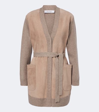 Max Mara Max Mara Suede-trimmed wool and cashmere cardigan