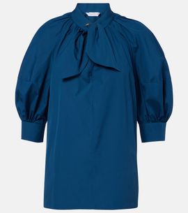 Max Mara Max Mara Tie-neck cotton poplin blouse