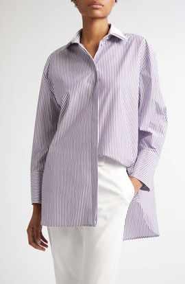 Max Mara Max Mara Tubinga Stripe Stretch Cotton Button-Up Shirt