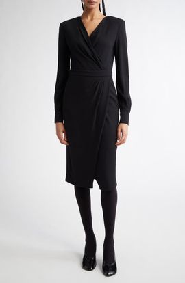 Max Mara Max Mara Virtus Long Sleeve Jersey Faux Wrap Dress