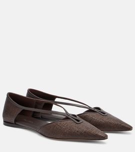 Max Mara Max Mara Volpino leather-trimmed woven ballet flats