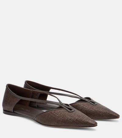 Max Mara Max Mara Volpino leather-trimmed woven ballet flats