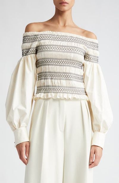 Max Mara Max Mara Walk Smocked Off the Shoulder Top