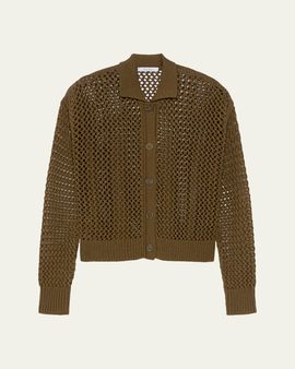 Max Mara Net Knit Collared Cardigan