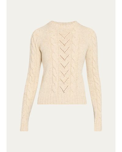 Max Mara Paillette Wool-Cashmere Cable Knit Crewneck Sweater